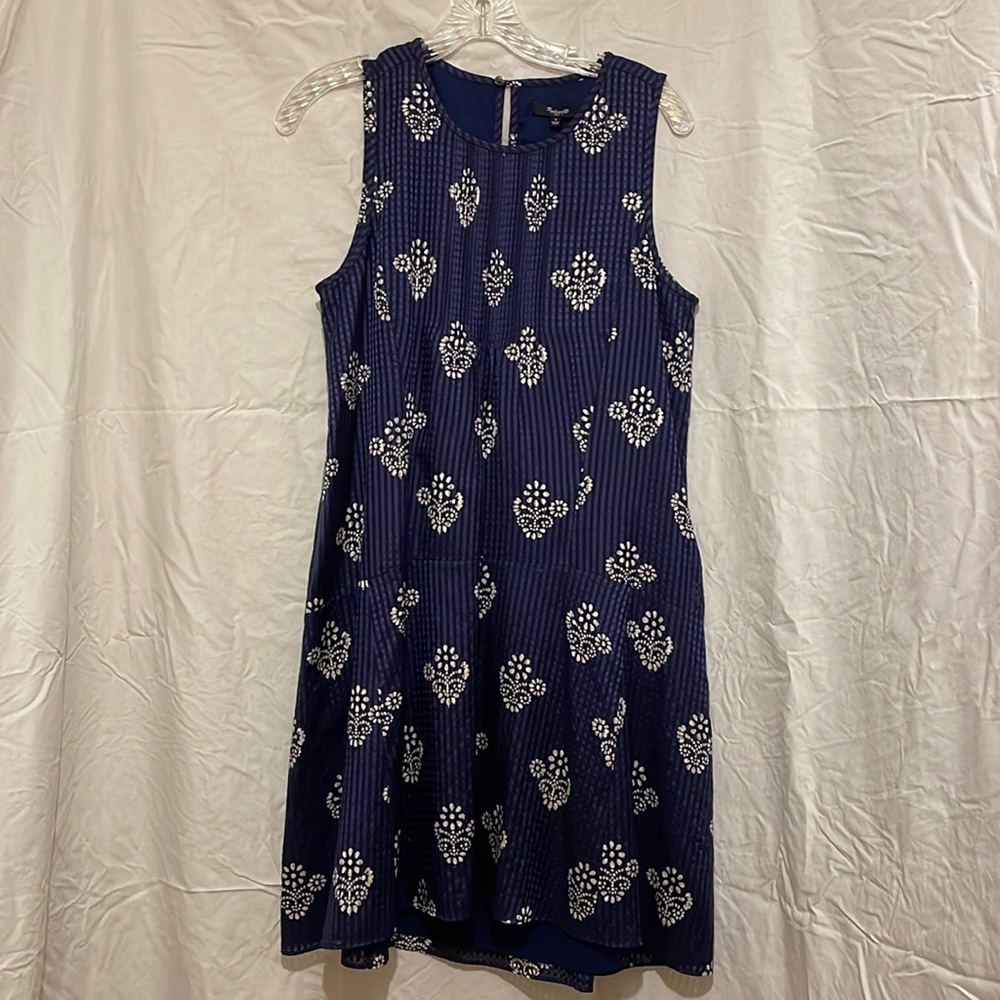 Blue patterned shift dress